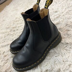 Dr. Martens Black Boots with Yellow Stitching